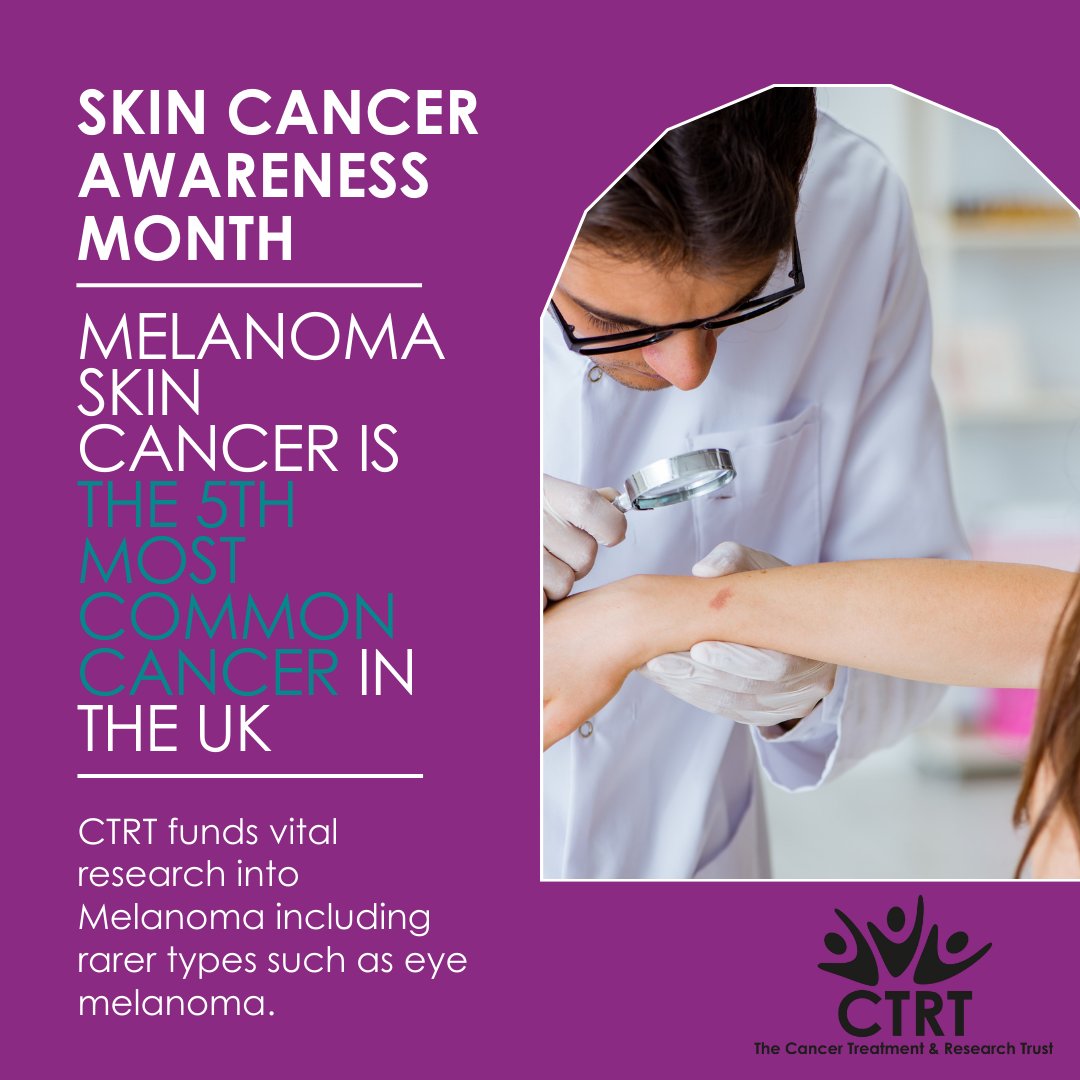 May is #SkinCancerAwarenessMonth. CTRT funds research into melanoma with a team led by Dr Paul Nathan and Dr Heather Shaw. We have a dedicated team that run all aspects of clinical trials from patient care to data management. To find out more visit: cancertreatment.org.uk/melanoma/