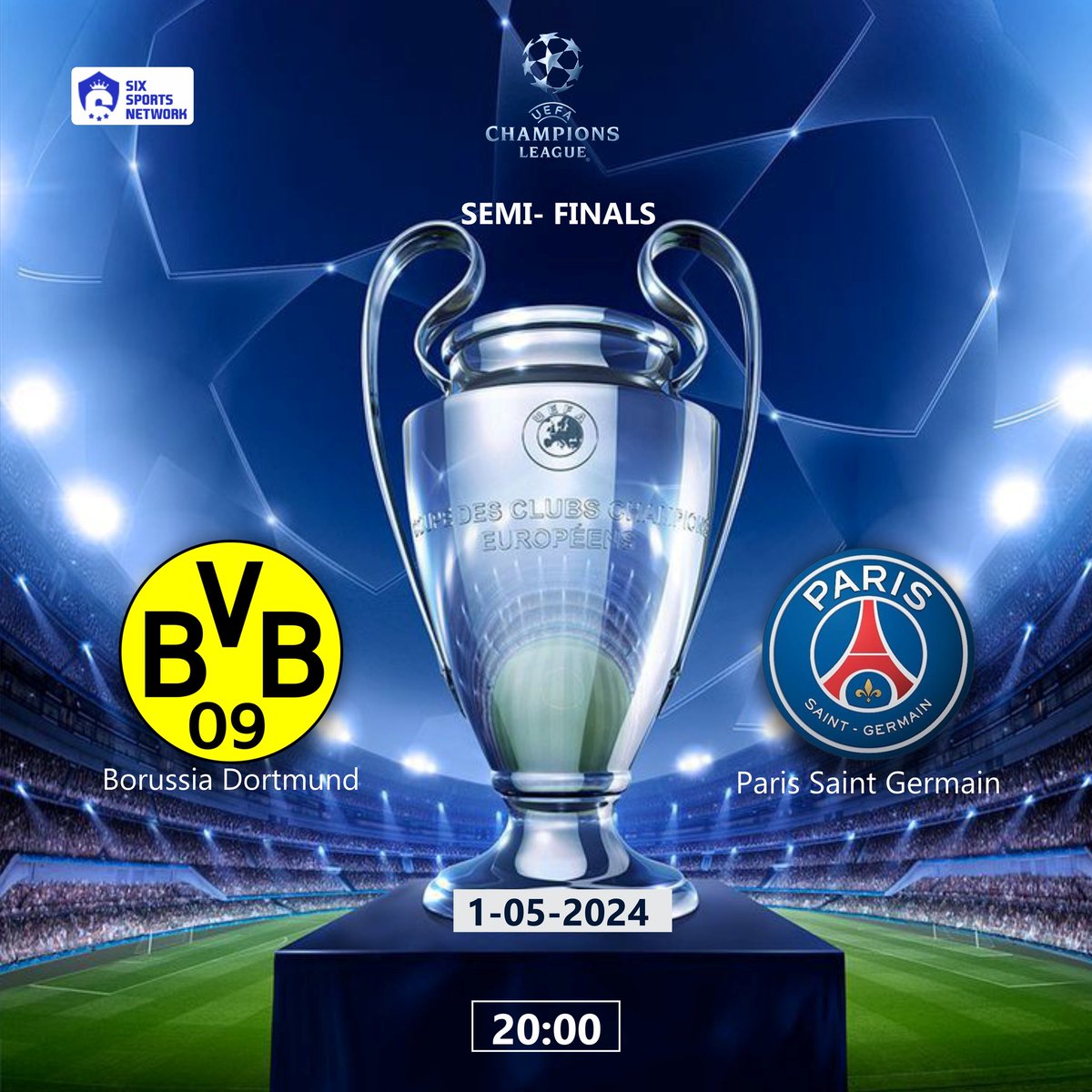 Dortmund vs PSG: A Battle for UCL Supremacy The stage is set for an epic clash at Signal Iduna Park as Borussia Dortmund hosts Paris Saint-Germain in the first leg of their UEFA Champions League semi-final. Who do you predict will emerge victorious tonight? #UCL #BVBPSG