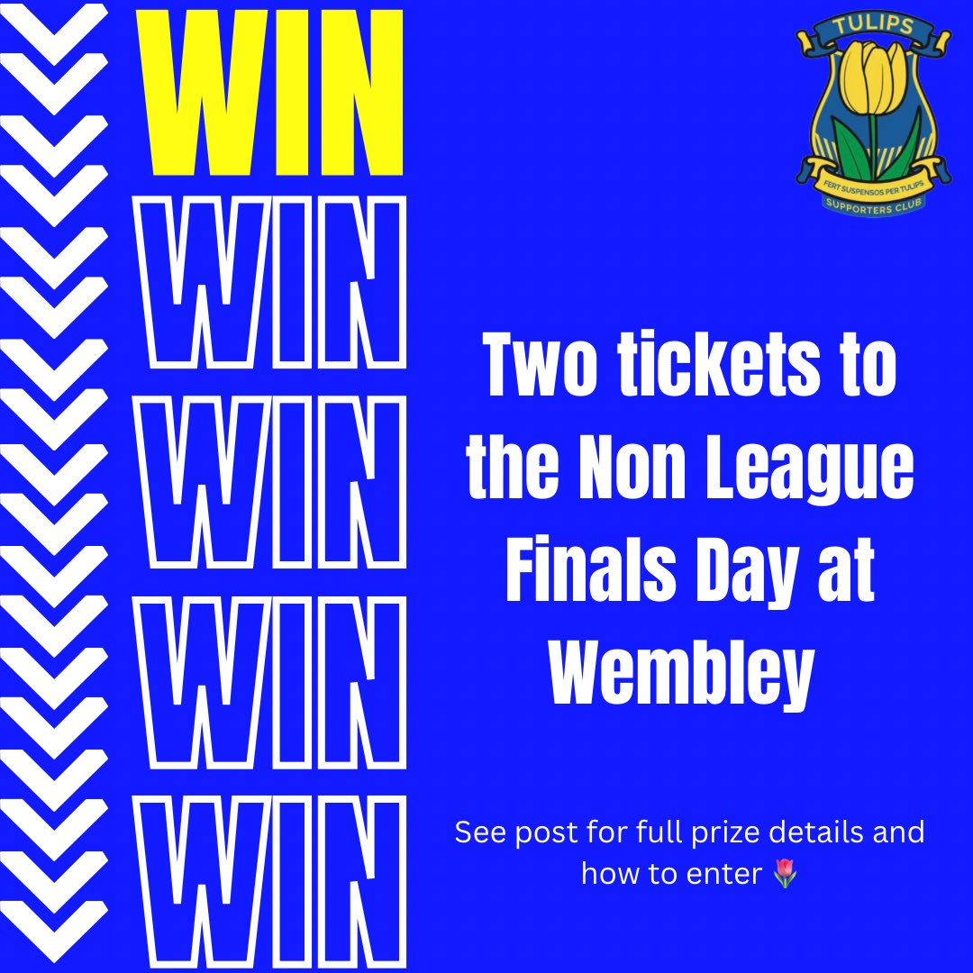 🌷🤩GIVEAWAY 🤩🌷
Win 2 tickets to…

⚽️NON LEAGUE FINALS DAY⚽️

🗓️Saturday 11th May 
🏟️Wembley 
🏆Isuzu FA Vase Final- @WakeringRovers v @RomfordFC (12:15pm)
🏆Isuzu FA Trophy Final- @GatesheadFC v @SolihullMoors  (4:15pm) 

Head over to our Facebook page to enter!