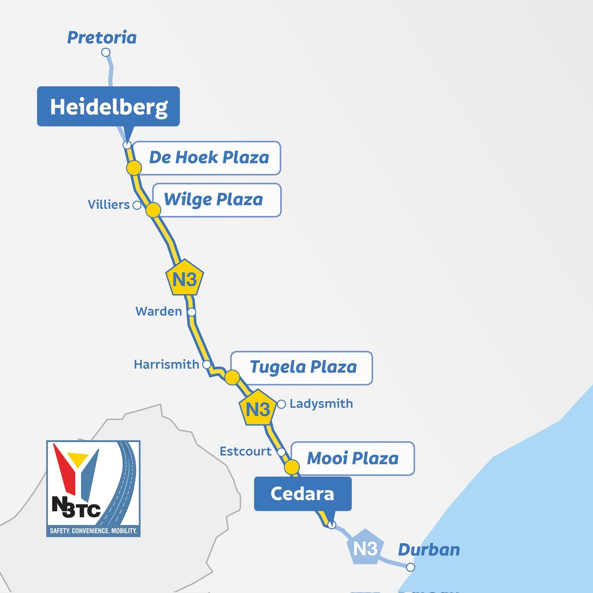 SUDÁFRICA - 16h59 01/05 N3Weather: Clear conditions along the N3TollRoute from Cedara I/C 96 to Heidelberg I/C 59. Please drive safely and take care. (02)