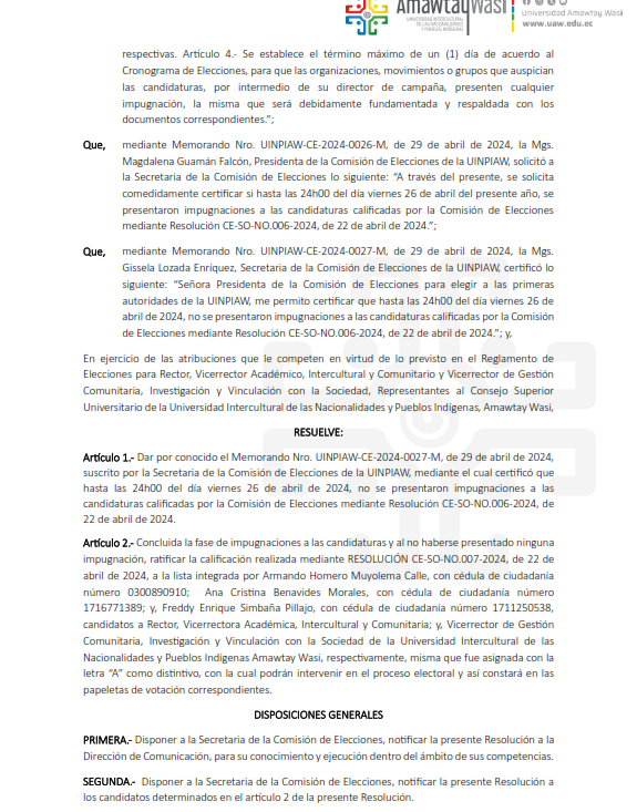#ArmandoMuyolema a pasos de convertirse en primera autoridad de #AmawtayWasi, una vez concluida la fase de impugnaciones y ratificación según Resolución de la Comisión Electoral, junto a Ana Cristina Benavides Morales y Freddy Enrique Simbaña Pillajo que forman parte de la lista.