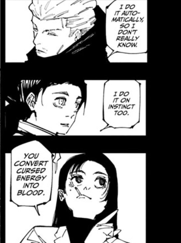 In Maki's case, it really is just an innate enhancement of her body's natural healing capabilities, to an abnormal degree. No additional effort required outside of fatigue. And even then her stamina + everything else are greatly enhanced too. 🔥
#JJK #ShadzJK #JujutsuKaisen