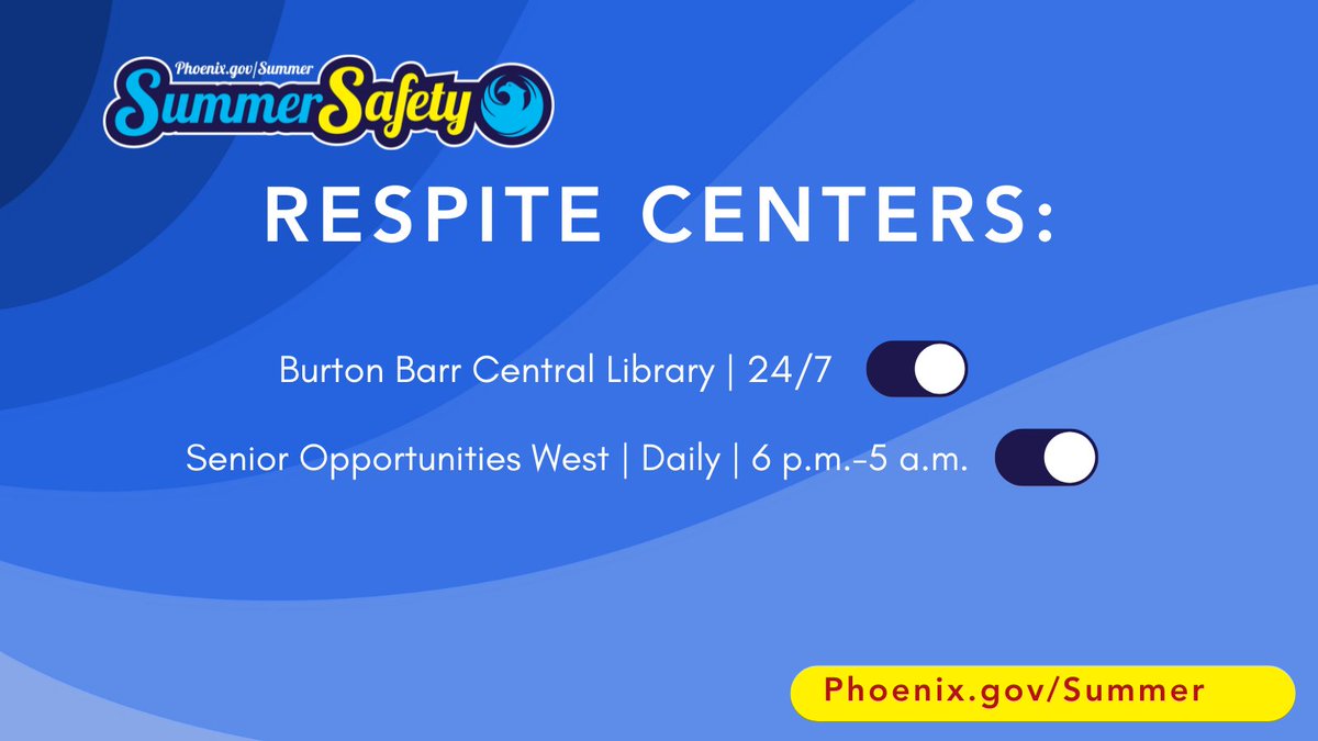 Hey, Phoenix! @MAGregion launched it's Heat Relief Network Map today. The @CityofPhoenixAZ is also extending the hours of three @PhxLibrary cooling centers and two respite centers. Find a cooling or respite center near you: bit.ly/3xRzHpq . #HeatReadyPHX