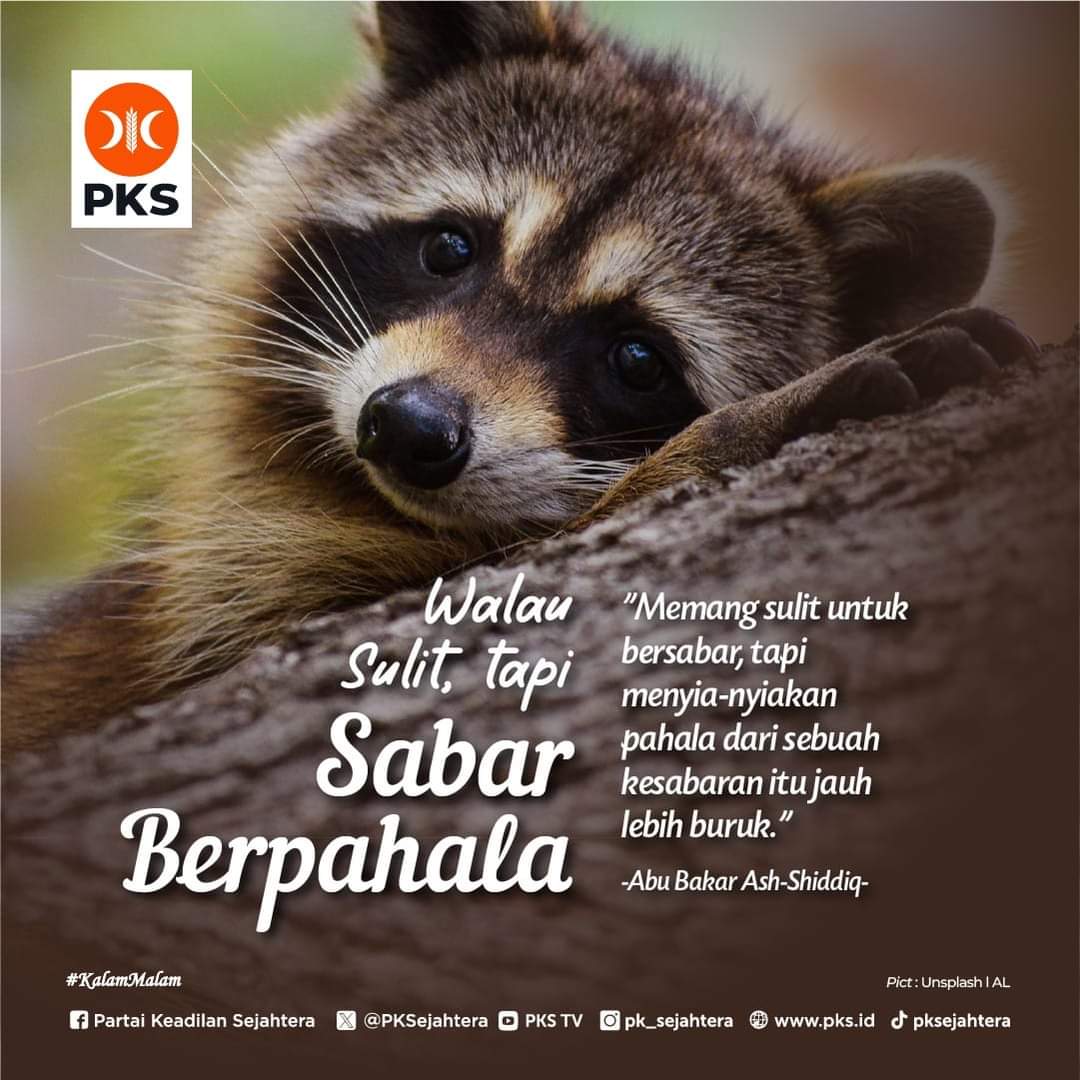 Sabar menjadi perilaku yang sangat berpahala karena memiliki banyak kebaikan, terutama dalam mengendalikan diri dan mengatasi permasalahan hidup.

#KalamMalam #PKSpembelaRakyat #PKSMusiRawas