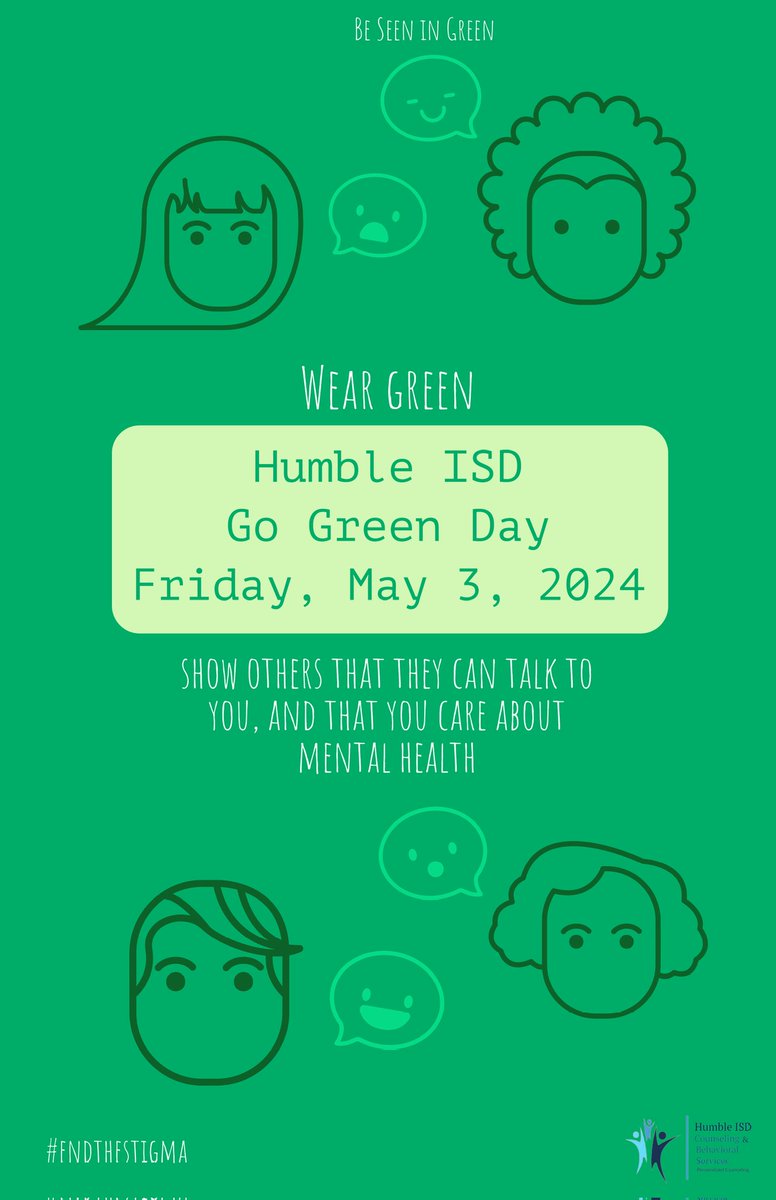 May is Mental Health Awareness Month! How do you spread awareness in your community? Be seen in green Fridays in May! 💚