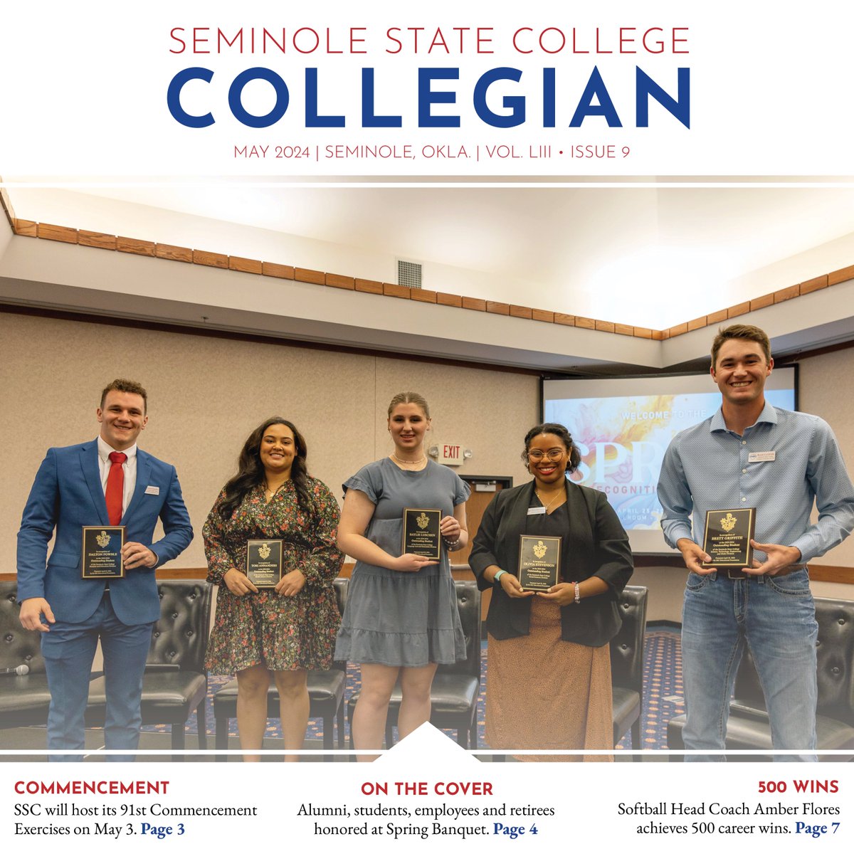 The May edition of the Collegian is here! Inside you'll find Coverage of the Spring Recognition Banquet, Softball Coach Amber Flores' 500th career win, commencement details and much more! Read: tinyurl.com/mrxdcv9x