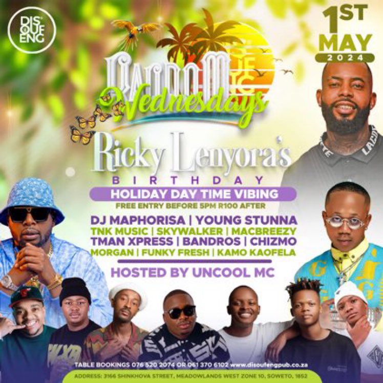 caleb_njabulo's tweet photo. Experience an unforgettable night at #RandomWednesdays #VibesAtDisoufeng with Young Stunna! Brace yourself for an 🔥🥰explosion of energy, phenomenal beats, and vibes that will linger in your memory. Let’s toast to creating memories that last a lifetime! 🎁❤️ @DISOUFENG_PUB https://t.co/ebhY2QvGMq