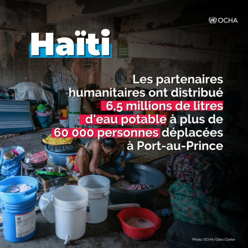 Haïti : Le nombre de personnes déplacées à Port-au-Prince ne cesse d'augmenter alors que les conditions de vie se détériorent en raison de la violence actuelle. Malgré les défis, les humanitaires continuent d'apporter une aide vitale. Mise à jour de @OCHAHaiti.⬇️