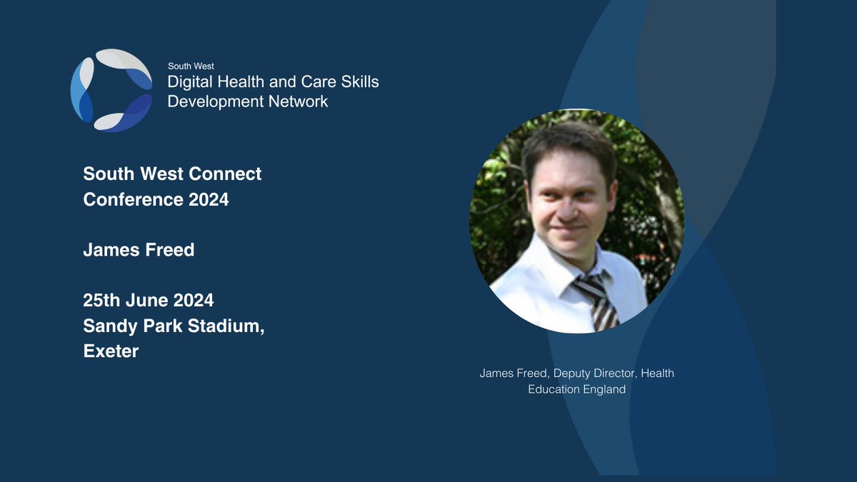 SW Digital Health & Care Skills Development (@sw_isdn) on Twitter photo We are pleased to announce that James Freed, Deputy Director of the NHS Digital Academy will be opening the South West Connect Conference again this year! 
Click here to book your place - swdigitalhealthandcare.org.uk/w/events/1005-… We are pleased to announce that James Freed, Deputy Director of the NHS Digital Academy will be opening the South West Connect Conference again this year! 
Click here to book your place - swdigitalhealthandcare.org.uk/w/events/1005-…