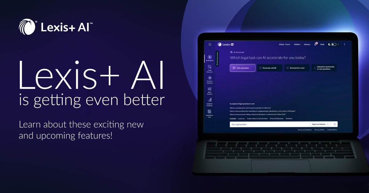 I’m so excited to share that Lexis+ AI just keeps getting better! Get a look at new and upcoming features from <a href="/LexisNexis/">LexisNexis Legal & Professional</a> to transform your legal work with faster, more efficient conversational search, summarization, drafting AND MORE! #LegalAI bit.ly/4dlSqcL