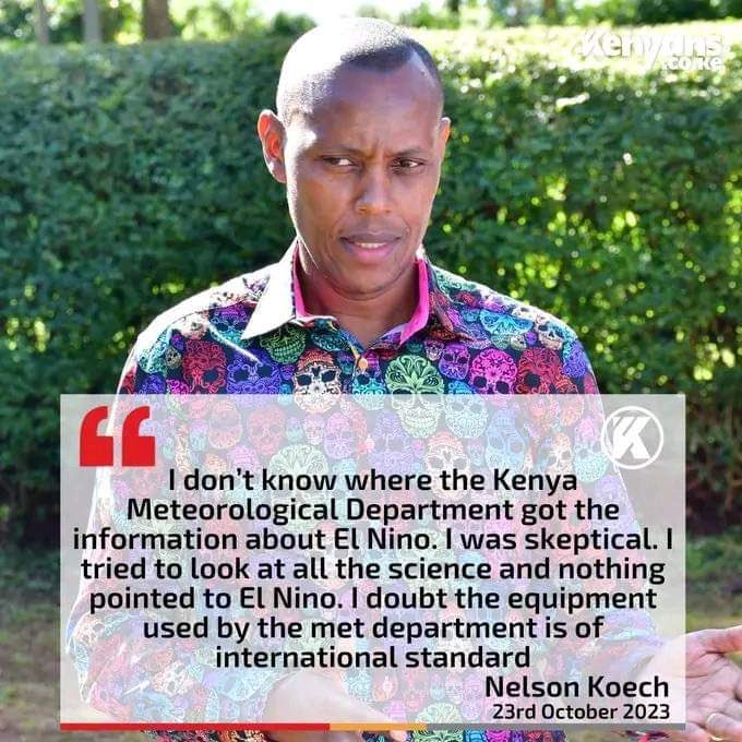 Ladies and gentlemen, behold the Defence, Intelligence and Foreign Relations Committee chair, Hon. Nelson Koech. This is what he said on 23rd Oct 2023.