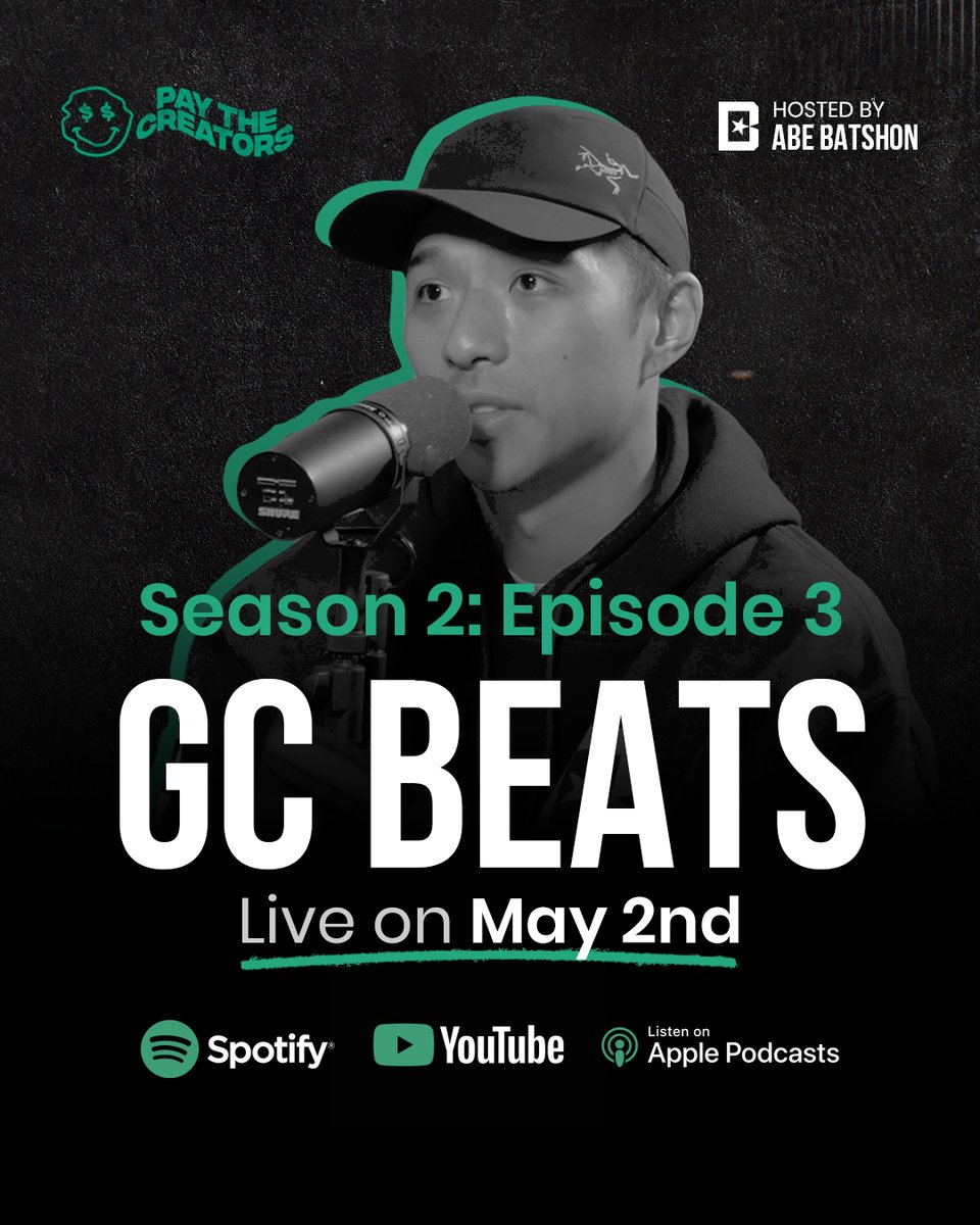 The next @paythecreators podcast episode featuring GC Beats drops tomorrow! 🎧

Tune in for valuable insights on bold risks, making it as a producer, and opportunities working with BeatStars. Mark your calendars - May 2nd!

In the meantime, check out GC Beats on BeatStars:
