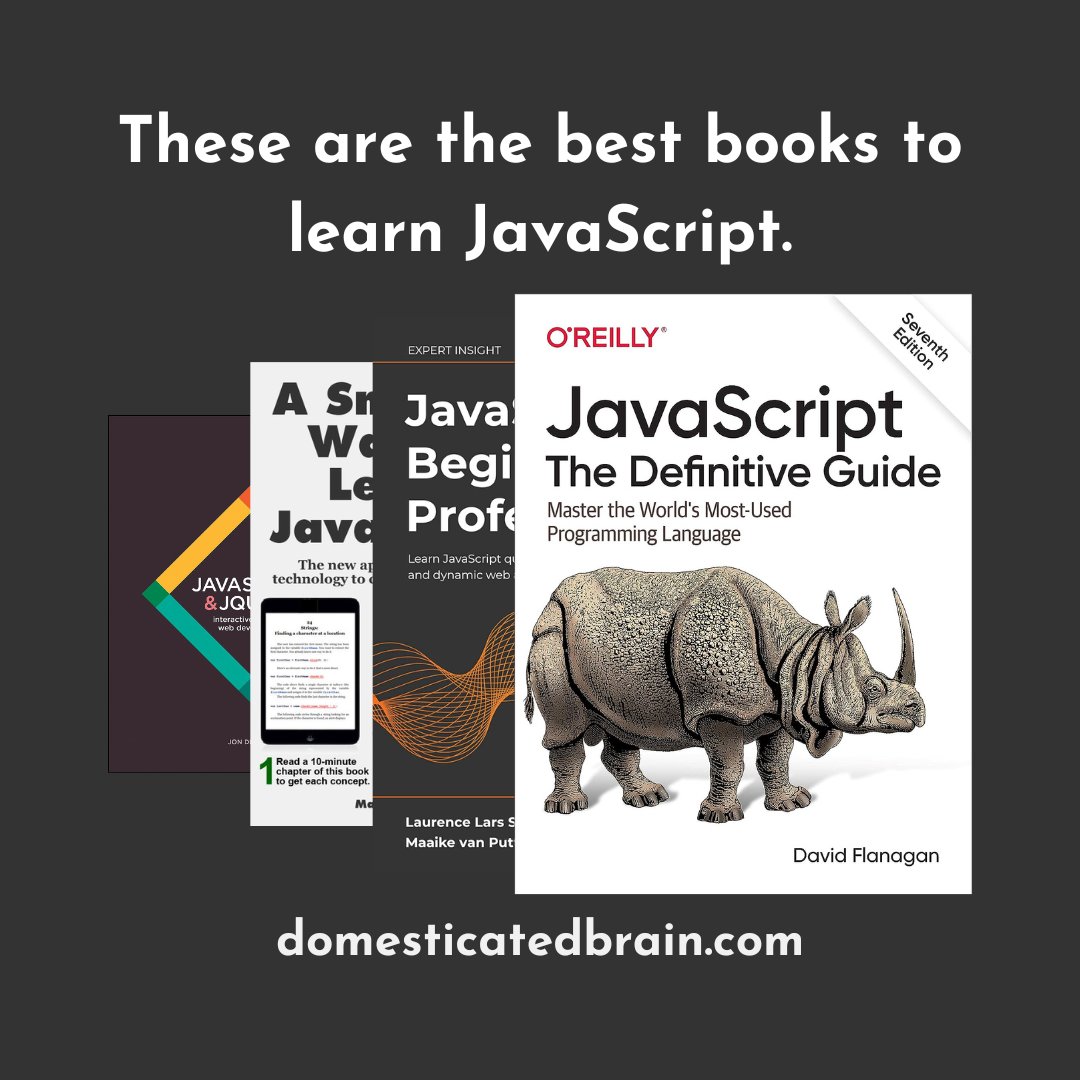 These are the best books to learn JavaScript 1 amzn.to/3UwE6aF 2 amzn.to/48acYS0 3 amzn.to/3UA8JM8 4 amzn.to/48duLYg #javascript #100DayOfCode #CodeNewbies #coding #webdev #Webdesign #FrontEnd #SoftwareEngineering #programming