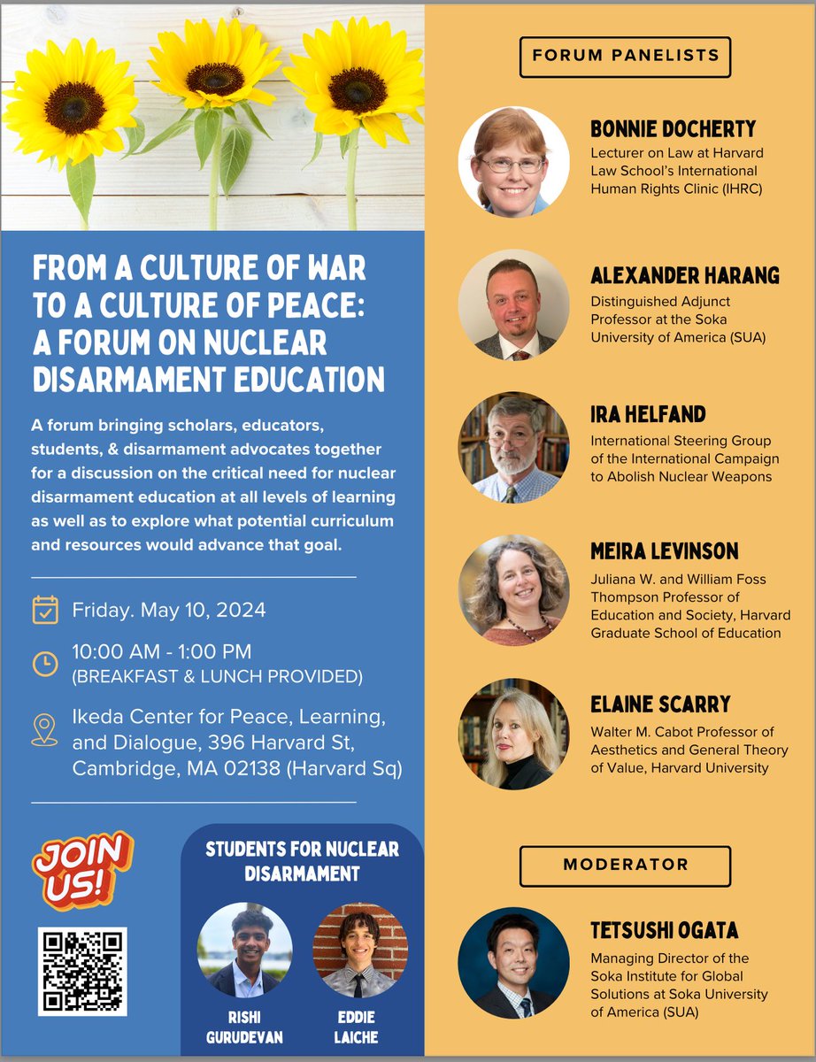 Greater Boston PSR (@gb_psr) on Twitter photo The upcoming nuclear disarmament forum with our colleagues at the <a href="/IkedaCenter/">Ikeda Center</a> is just around the corner on Fri May 10th!
Our most beloved nuclear advocates will be speaking at this highly anticipated event.
Sign up today to reserve your spot: tinyurl.com/bz4jhhws The upcoming nuclear disarmament forum with our colleagues at the <a href="/IkedaCenter/">Ikeda Center</a> is just around the corner on Fri May 10th!
Our most beloved nuclear advocates will be speaking at this highly anticipated event.
Sign up today to reserve your spot: tinyurl.com/bz4jhhws