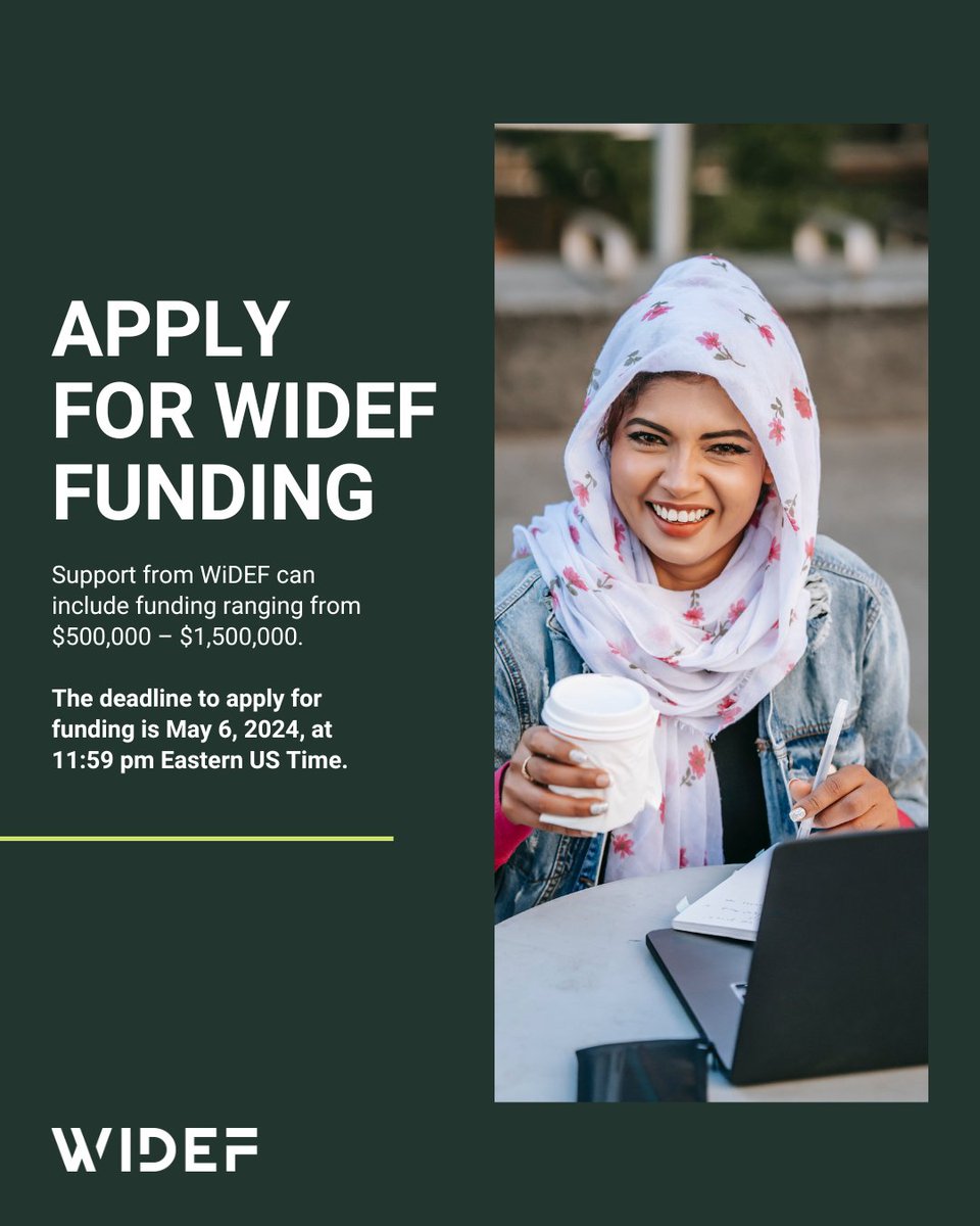 ⏰ The clock is ticking! 📜 Submit your application for WiDEF’s first round of funding by May 6, 2024, at 11:59 PM EST. More information at widef.global/funding/