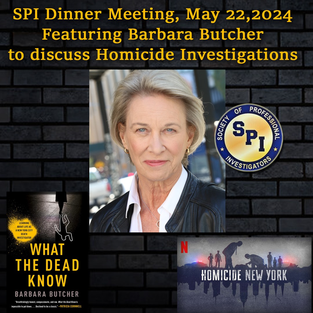 Looking forward to this event! 🔎
Tickets are available in my bio ⬆️ and on my website, BarbaraButcherOfficial.com
For more information, visit spinyc.org

#medicolegal #deathinvestigator #nyccrime #spinyc #Investigator #barbarabutcher #whatthedeadknow #homicidenewyork