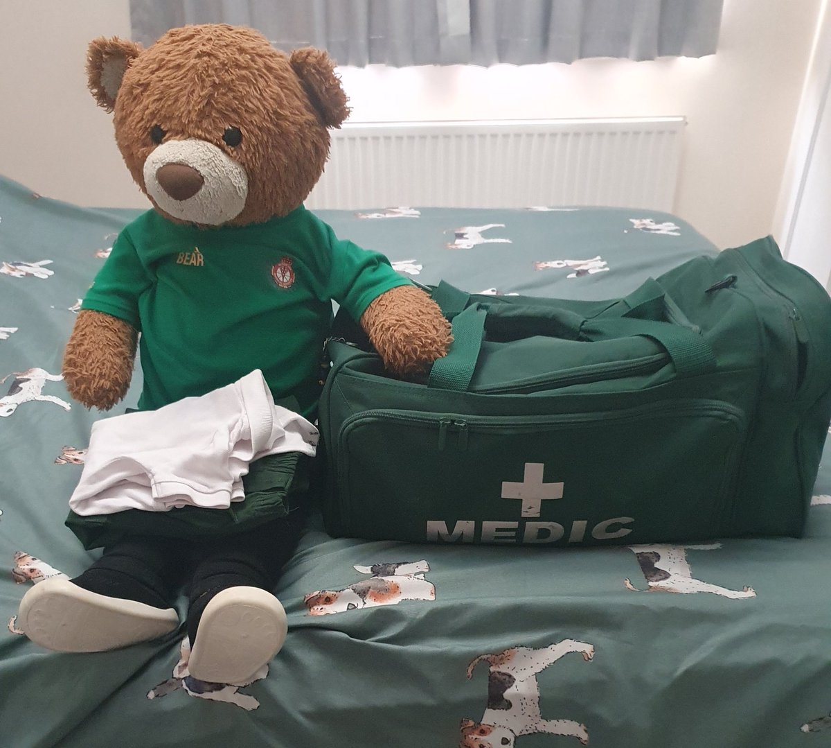 That's me packed & ready for a couple of days on the road, I just need to change into my uniform! #bearswithjobs #ontheroad #teachingyoutosavelives