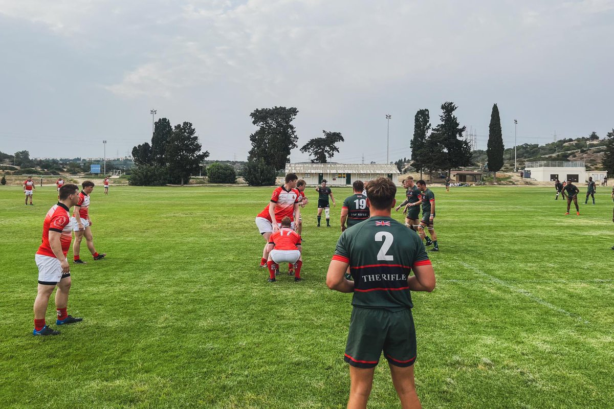 The Royal Military Academy Sandhurst Rugby Team won their first fixture against 1 RIFLES in Cyprus in a close game ending 12-10. Thanks to 1 RIFLES for an excellent match and fantastic hosting throughout. #Sandhurst #ServetoLead #Sport #Rugby #Army #Soldier #Cyprus