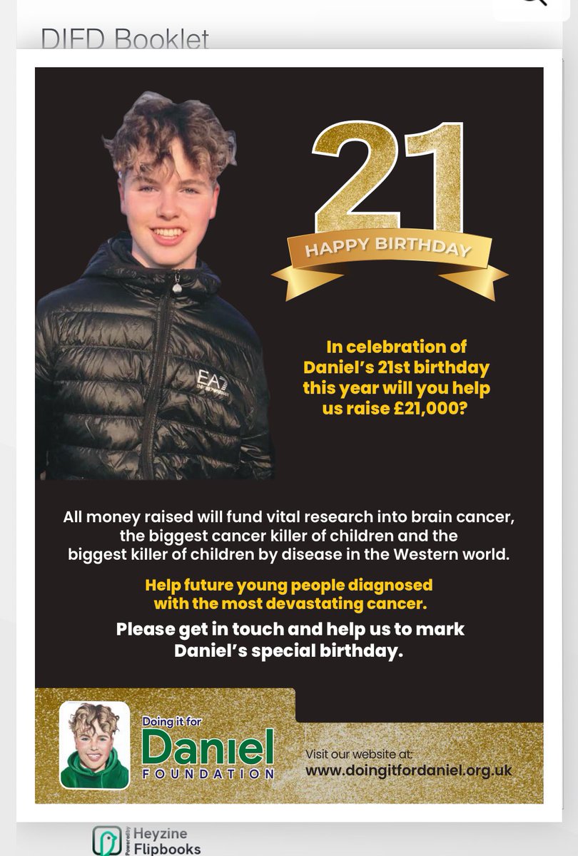 To mark Daniel’s 21st birthday @DIFDCharity aims to raise £21,000 which will be donated to ICR High Grade Glioma Lab in London. Scientists there carry out much needed research to try and find treatment options for young people with brain cancer justgiving.com/page/alison-ca…