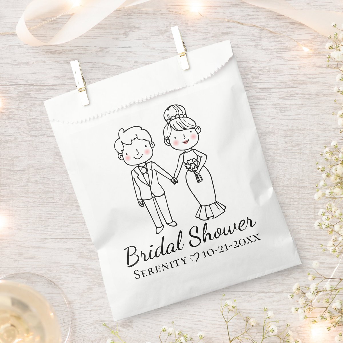 Cherish the Love with this adorable Personalized Bridal Shower Favor Bags! Perfect for any season or theme, these bags feature a cute cartoon bride and groom that every bride will love. zazzle.com/z/z8xnz9nx?rf=… 💖 #BridalShower #WeddingFavors #LoveIsInTheAir”
