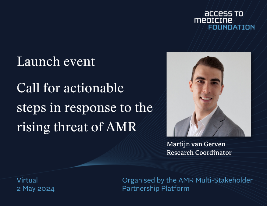 Martijn van Gerven, Research Coordinator, is speaking today at the launch of the call for actionable steps to the rising threat of #AMR in the run up to the 2024 UNGA HLM, hosted by AMR Multi-Stakeholder Partnership Platform. More about our work on AMR➡️accesstomedicinefoundation.org/cross-sector-p…