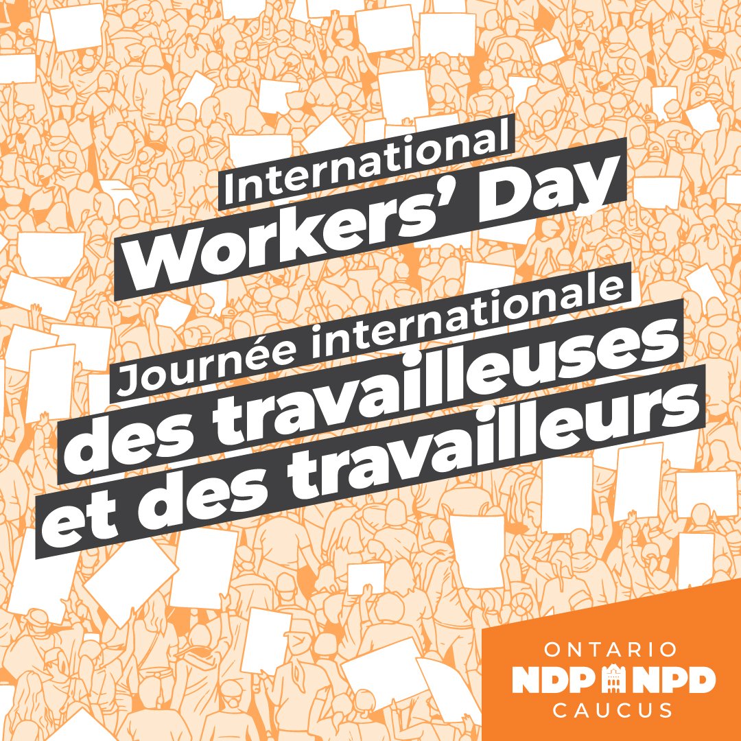 Happy International Workers' Day! On May Day, we remember the many victories that have come out of the labour movement. Let's continue to stand with workers and celebrate the wins of working people across the province.