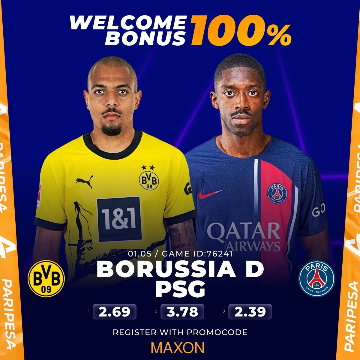 #ChampionsLeague tunapea Nani kichwa BVB  ama PSG  😁
Paripesa Tukona Boosted odds on all games Tax free on stake or winnings
Fast payouts and deposits 
Wide markets
Deposit as low as 70 KES

How to register with
Link: bit.ly/3QIlmmG
 promocode: MAXON

Chelsea Timber…