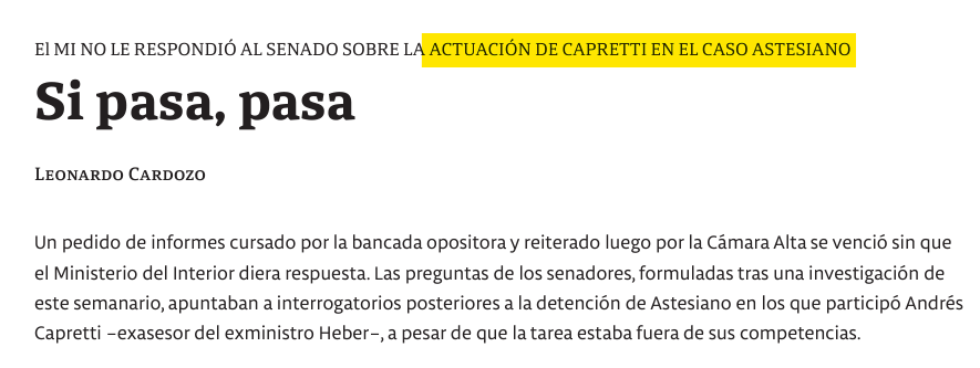 Seguimos sin saber nada sobre este tema. El Ministerio del Interior no ha respondido el pedido de informes de la Cámara de Senadores, a pesar de haberse vencido el plazo.

#EnQuéEstáElTema
@SemanarioBrecha 
#SiPasaPasa