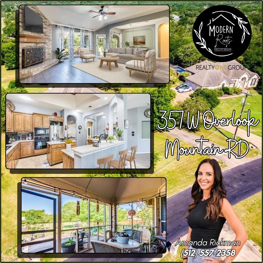 Property Highlight: 357 W Overlook Mountain RD

Amanda Simon Rickman-(512) 557-2358
IG: @fourleggedfarmhouse 

modernrootsrealtygroup.com/property-searc…

#PropertyHighlight #investments #budatxhomes #budatx #investmentopportunity #property #austintx #Realtors #RealEstate #modernrootsrealtygroup