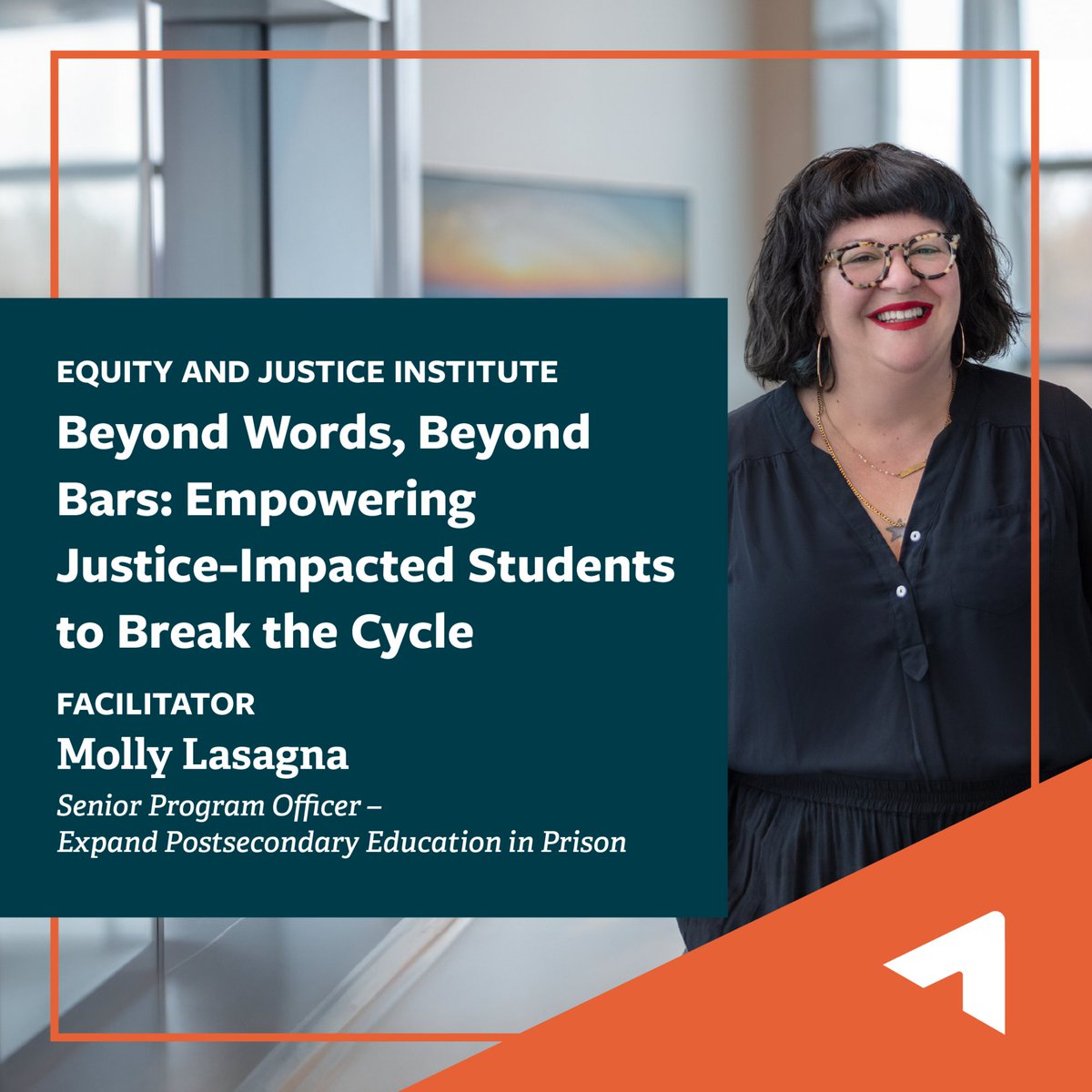 Ascendium's Education Philanthropy (@ascendiumep) on Twitter photo Are you attending <a href="/AchieveTheDream/">Achieving the Dream</a>’s Equity and Justice Institute?
Join Molly Lasagna, Laura Ferguson-Mimms, Jamol Wynn, Nicole Hendricks, and Shawnice Johnson in a two-part session as they share how institutions are expanding educational opportunities for incarcerated learners Are you attending <a href="/AchieveTheDream/">Achieving the Dream</a>’s Equity and Justice Institute?
Join Molly Lasagna, Laura Ferguson-Mimms, Jamol Wynn, Nicole Hendricks, and Shawnice Johnson in a two-part session as they share how institutions are expanding educational opportunities for incarcerated learners