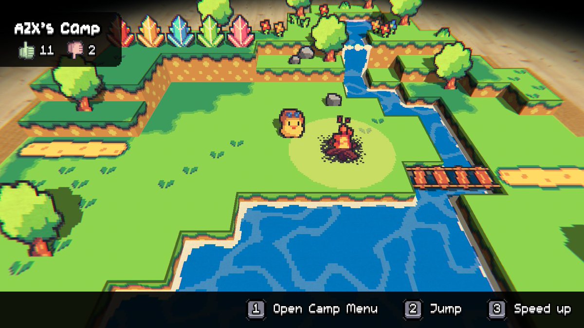 #MiniDevlog🧡 Added a small display that shows you how other players rated somebody else's camp, made the collision detection more stable and added the option to add rain to your camp🥰 #gamedev | #indiedev