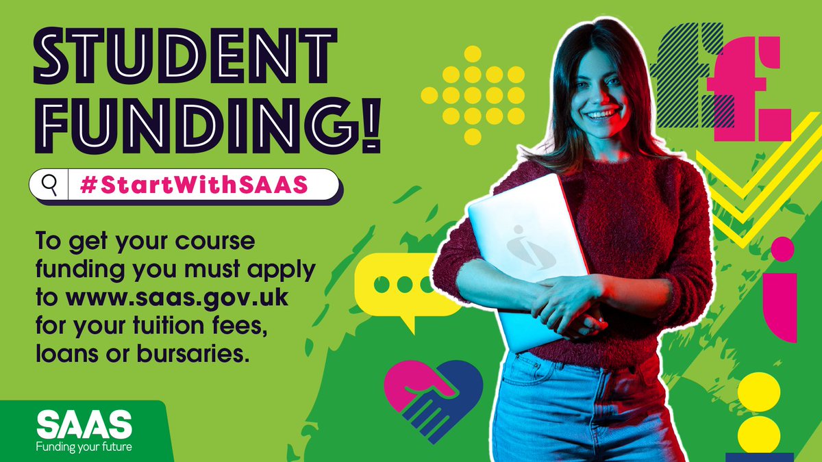 Are you continuing studies this year? 📖 Applications for 2024 - 25 are open! Students must apply for funding each academic year. Apply for everything now, including loans – if you apply for this later, your loan will be late. For more info, visit saas.gov.uk…