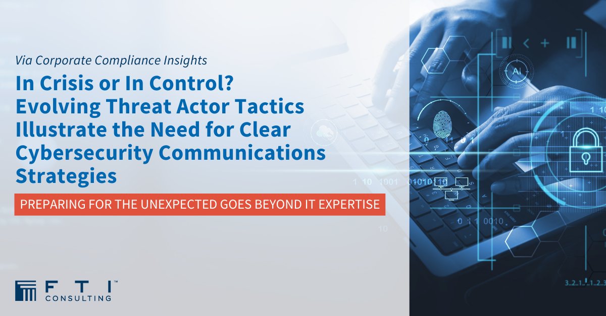 As threat actors become increasingly aggressive, communications professionals must ensure their organizations are prepared for evolving cyber risks beyond technical matters. Get our advice on developing an informed cybersecurity communications strategy: bit.ly/3UpfzCr