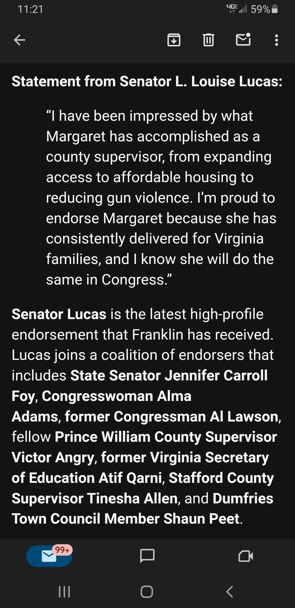 VA07 Democratic candidate @MargaretforVA endorsed by @SenLouiseLucas bluevirginia.us/2024/05/wednes…