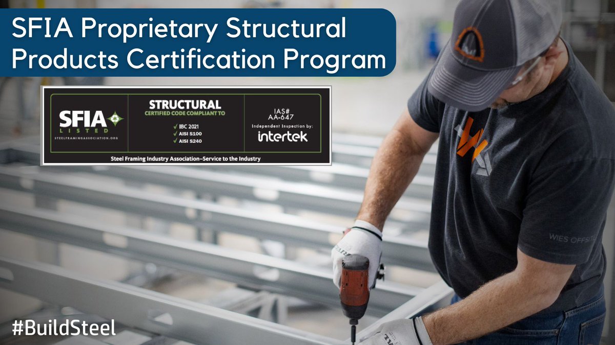 Breaking News! The SFIA expanded its Stud Code Compliance Certification Program to include proprietary structural #steel framing products - a GIANT leap for the industry. ow.ly/THUo50Rtyba
#BuildSteel #CFSteel #SteelFraming #Prefab #Construction #BuildingCodes #Engineering