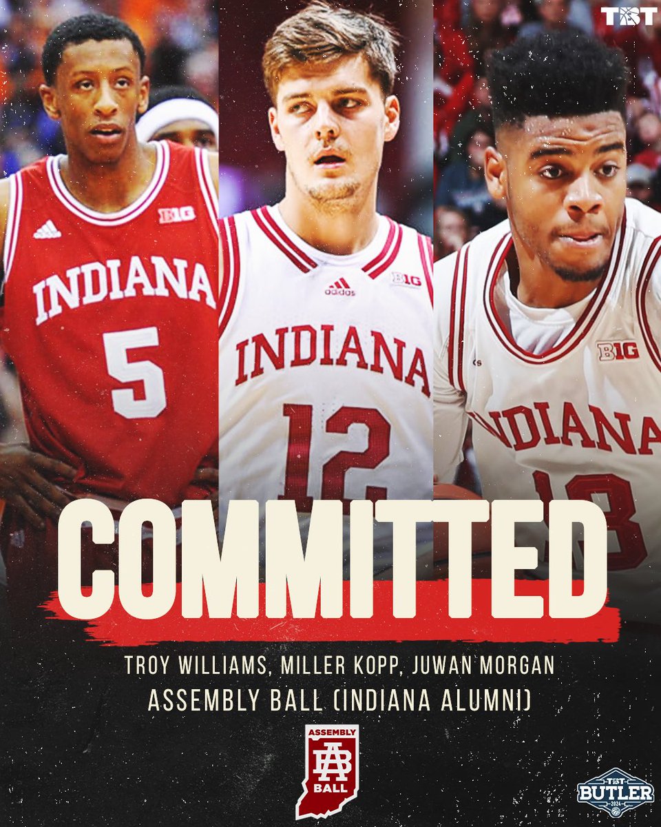 🗣️FIRST THREE PLAYER COMMITMENTS FOR @tbtassemblyball: - Troy Williams - Miller Kopp - Juwan Morgan Oh, and @tbtassemblyball is just getting started 👀 TICKETS to see the @IndianaMBB alumni in Indy: thetournament.com/tbt/butler-reg…