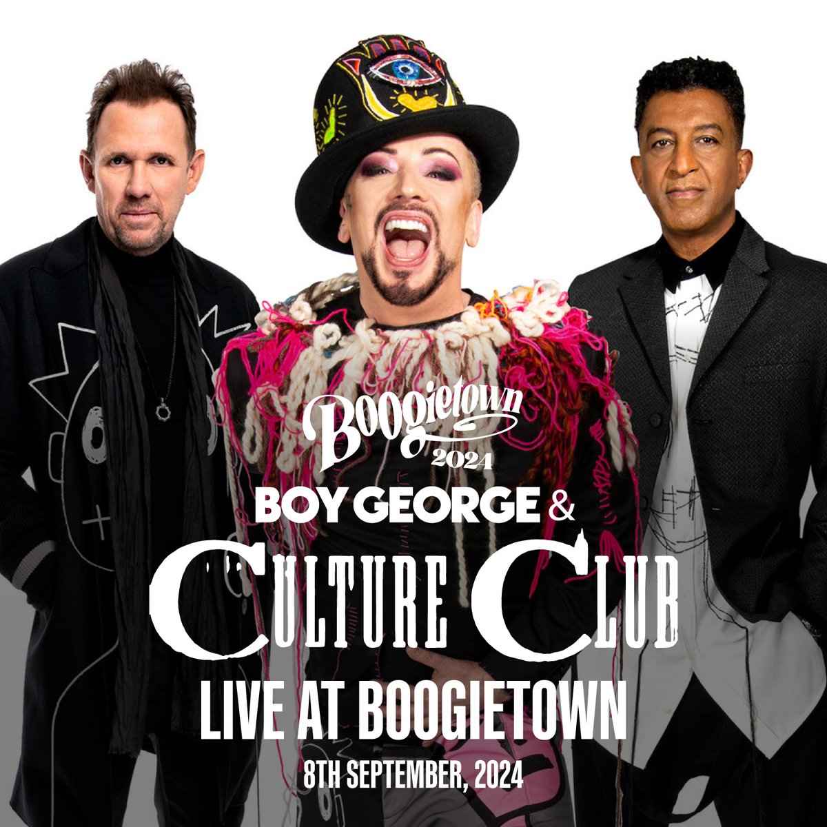 Get ready to groove with us at @boogietownfest on Sunday, September 8th, at Apps Court, Surrey! 🌟 It's going to be an unforgettable weekend filled with music, fun, and fabulous vibes. Grab your tickets now! boygeorgeandcultureclub.net/tour/
