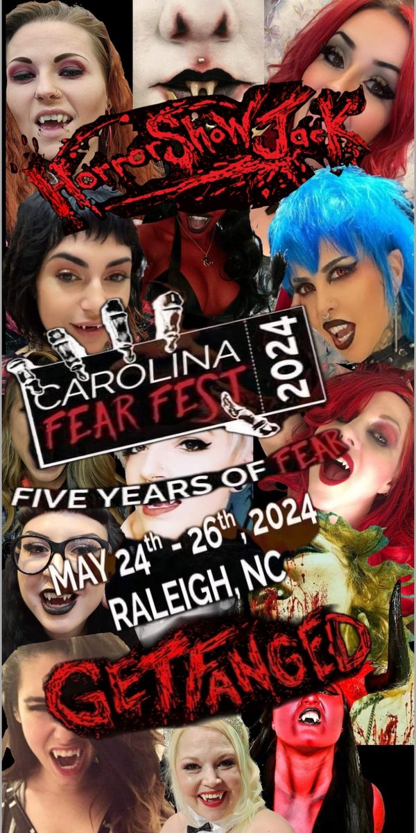 Fangs out for Carolina Fear Fest... are you ready? #getfanged #horror #horrorshowjack #vampires #Fanged #fangs #fang #fangsmith #fangmaker #fangsmile #vampires #vampire #conlife #gore #bite #popculture #fun #subculture #Halloween #halloweenfun #horrorshow #hsj
