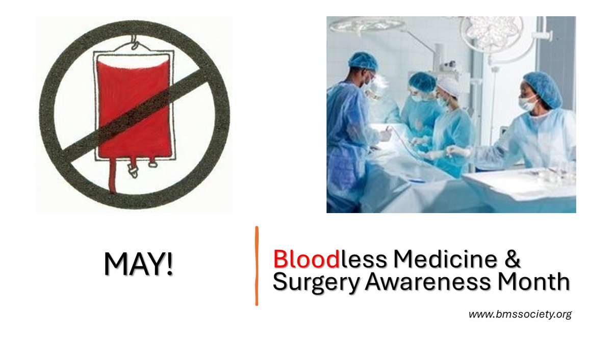 Bloodless Medicine & Surgery Awareness Month is here! Let us come together and save millions of lives around the world by raising awareness about the well-documented superior outcomes of bloodless care! 😊 👍