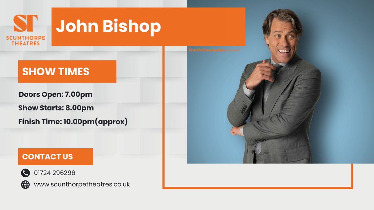 Who's joining us for a laugh tonight? #johnbishop #thebathshall #scunthorpe #comedy