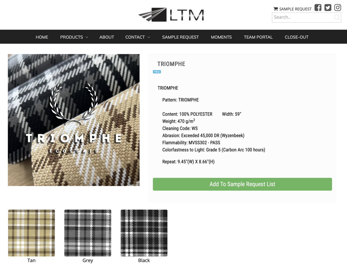 New plaid patterns 🔥Triomphe & Championne🔥
Visit ltmtextileresources.com or 📞 (800)447-6825 for more information and sample request!
#plaid #sample #automotive #fabric #textile #upholstery #hospitality #vinyl #headlining #seatcover #autotrim #design #interior