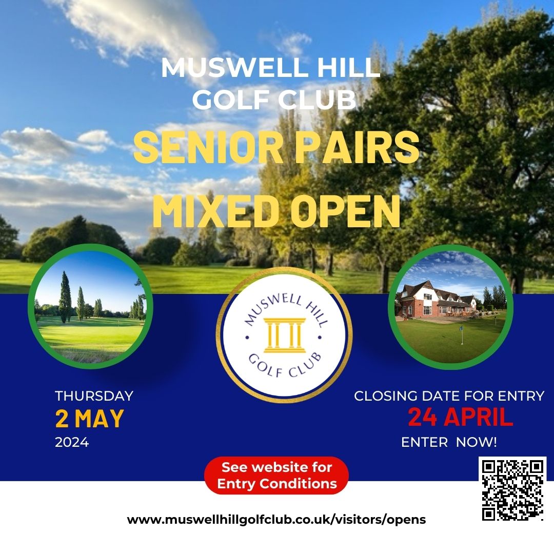 Good Luck to all playing in the Senior Pairs Open here today, great to welcome you all 👍⛳️

Two tee start from 8.54, enjoy the day and play well 

And if you missed this one we have more Opens for you to enter later in the year⬇️

muswellhillgolfclub.co.uk/visitors/opens/

#wherewouldyouratherbe