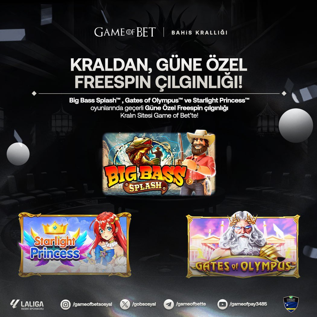 🐺Üye Ol: gob.today/guncelgiris 🚨 #GAMEOFBET'TE BU FIRSAT KAÇMAZ 🎰Günün Son Saatlerinde KRALDAN GÜNE ÖZEL FREESPİN ÇILGINLIĞI 🎁20:00 - 23:59 Saatleri Arasında Yapacağınız Minimum 1.000₺ ve Üstü Yatırımlara Özel Kraldan Freespin Hediye 🎉Güvenilir Bahis #Gameofbet'te