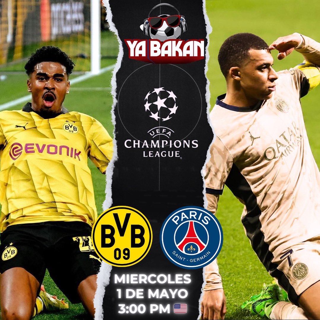 Yabakan_'s tweet photo. Hoy‼️ Champions League 🏆

Borussia Dortmund 🇩🇪 🆚 PSG 🇫🇷
🏟️ Signal Iduna Park
⌚️3:00 PM EST 🇺🇸 (2:00 PM 🇪🇨) 

#championsleague #europa #futbol #europeansoccer #soccer #yabakan #latinosporelmundo #psg  #dortmund #paris #alemania #francia #france #germany #mbappe #kylianmbappe https://t.co/AUW5arDXys