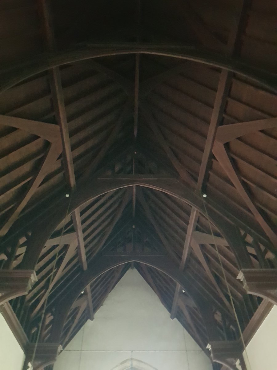 Possibly redefining the term over engineered. sections of C19 four bay nave roof structure #AllSaintsWoodford #Woodensday