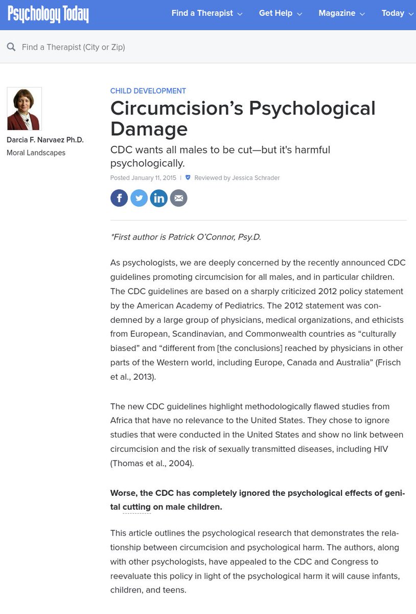 Circumcision’s Psychological Damage CDC wants all males to be cut—but it's harmful psychologically. (2015) psychologytoday.com/us/blog/moral-…