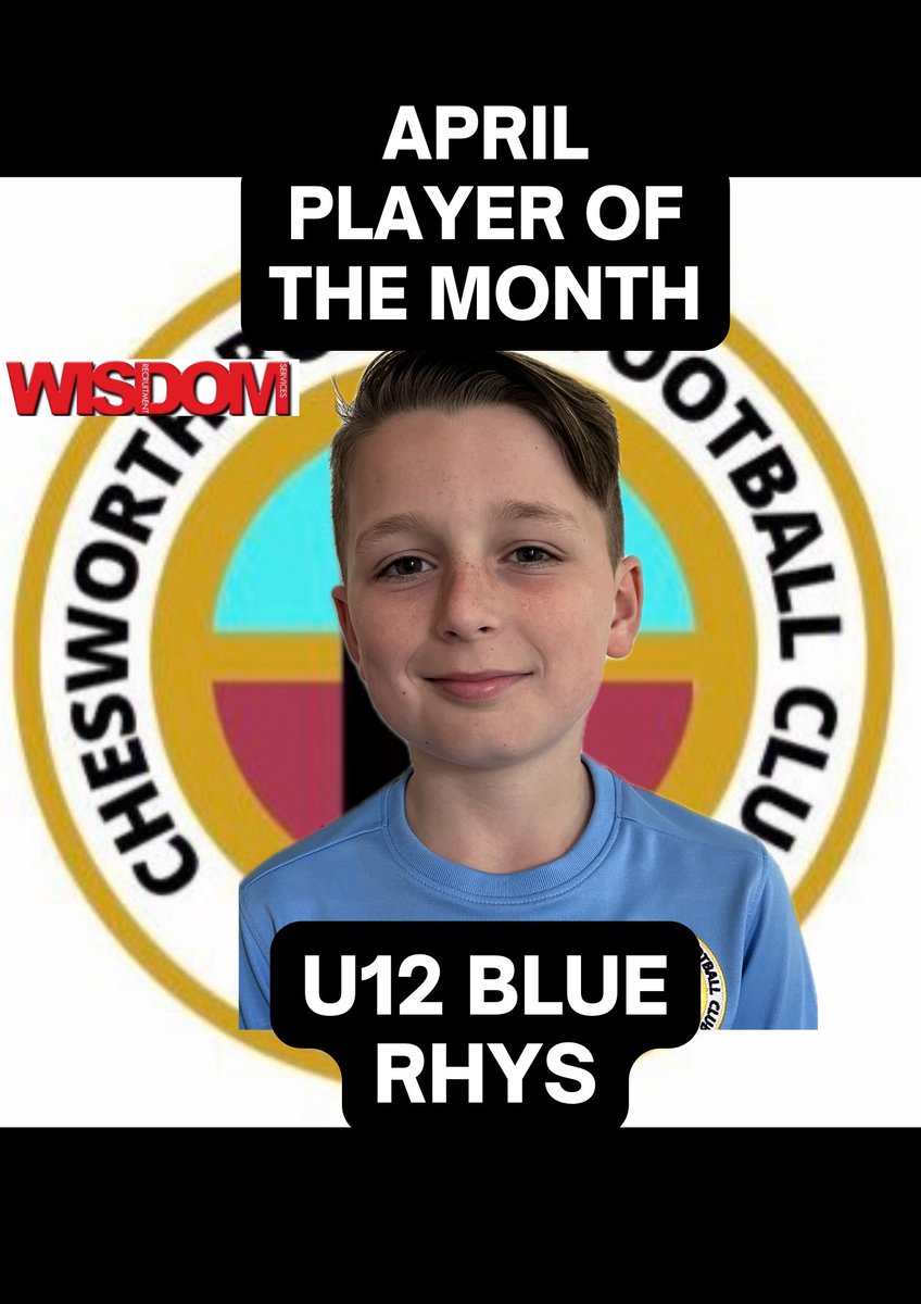 Well done Rhys, our U12 blues player of the month for April ⚽️💥