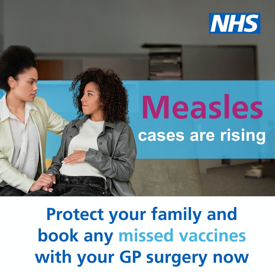 Measles cases are rising and it's not just a childhood disease - it can make adults seriously unwell too. If you or your child have missed measles, mumps, and rubella vaccinations, book now at your GP surgery. Find out more at nhs.uk/mmr @NHSuk