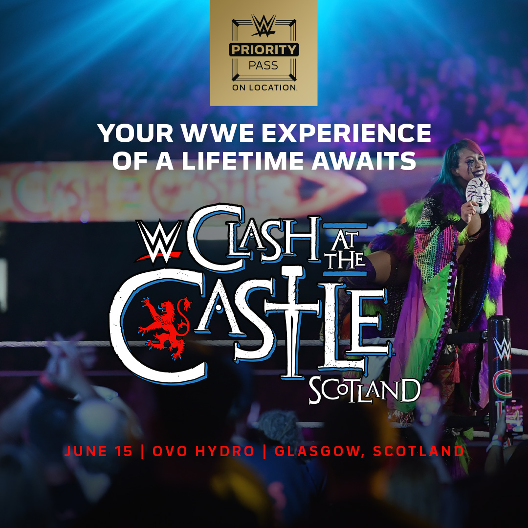 Enjoy exclusive experiences at WWE Clash at the Castle: Scotland with a WWE Priority Pass presented by @onlocationexp. A WWE Priority Pass grants access to premium seating, pre-show hospitality, appearances from your favorite WWE Superstars and more! ms.spr.ly/6010YP1qg