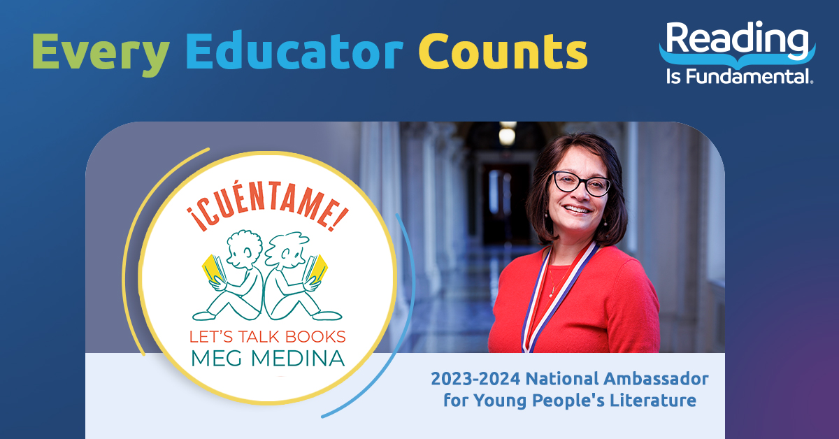 TONIGHT at 7p ET, #RIF is honored to have @Meg_Medina join us for a #webinar that explores #booktalks. ¡Cuéntame! Let’s Talk Books encourages connections by talking about #books that reflect the readers’ lived experiences & also shares new ideas. Register: bit.ly/3QeGEHc